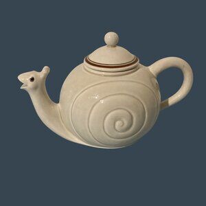 Vintage 1976 Fitz and Floyd Snail Porcelain Teapot Japan Scarce